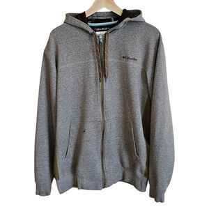 Columbia Men’s Full Zip Hoodie Omni-Shield Fleece Grey Olive Green Large